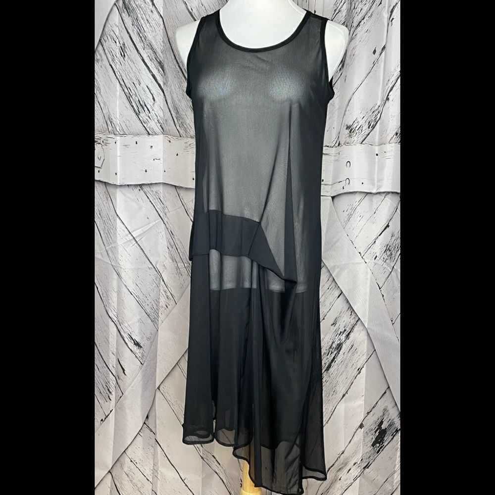 Comfy USA Black Sheer Mesh Asymmetric Tunic/Dress S & XS